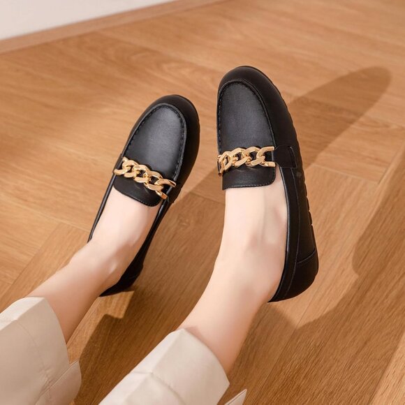 Women Loafers Faux Leather Flat Slip-On Shoes Casual Work Walking Comfort - Picture 6 of 9